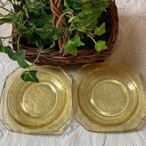 Set/4 Federal Glass 1930s Amber Depression Glass Dessert Hors d'oeuvres Plates
